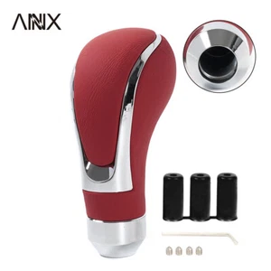 Universal Red Leather Automatic Car Shift Knob Manual Gear Stick Shifter Lever - Picture 1 of 20