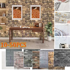 50X 3D Tile Brick Wall Sticker Self-adhesive Waterproof Foam Panel Wallpaper lot - Picture 1 of 45