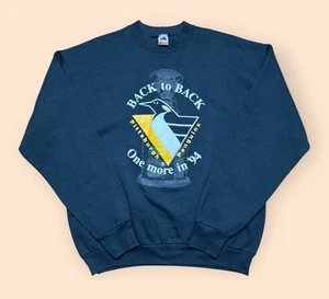 Vintage Pittsburgh Penguins Crewneck Sweatshirt 2XL One More In 94 Vtg 90s - Picture 1 of 5