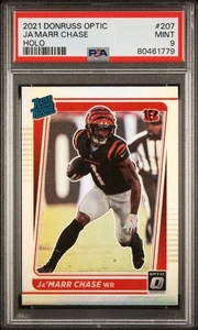 2021 Donruss Optic JaMarr Chase RATED ROOKIE Silver Holo Prizm #207 - PSA 9 - Bild 1 von 3