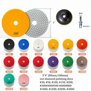 Almohadillas de pulido de diamante húmedo disco de amoladora de 3" 4" para granito mármol hormigón piedra - Imagen 1 de 11
