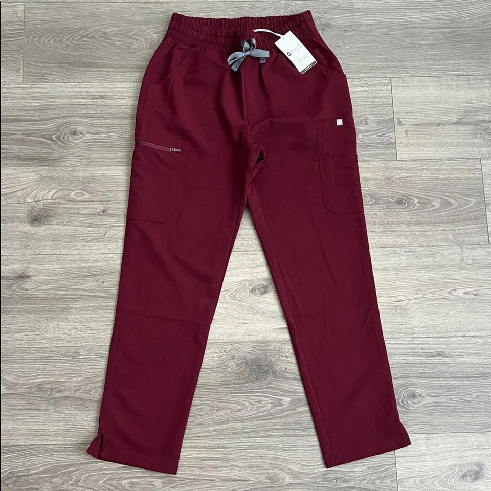Figs High Waisted Yola W Yoga Scrub Pants Size XSP Burgundy