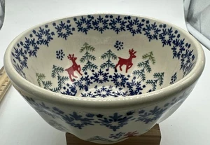 Polnische Keramik Boleslawiec Feiertag Weihnachten Schüssel Kiefer Winter Polen 5" Durchmesser x 3" - Bild 1 von 7