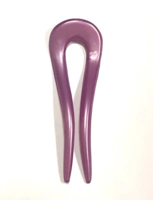 Hair Stick Chignon Bun Pin Curved Pick Women Vintage Double Prong Made in France - Image 1 of 3