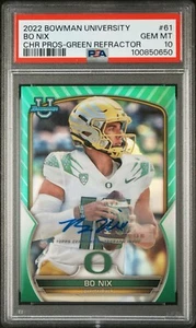 2022 BOWMAN CHROME UNIVERSITY BO NIX GREEN /99 AUTO REFRACTOR PSA 10 📈 - Bild 1 von 1