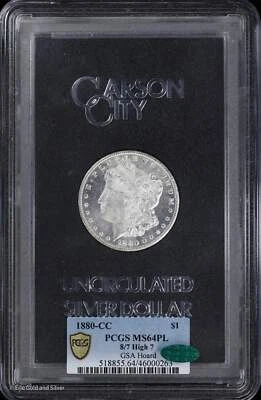 1880-CC Morgan Silver Dollar $1 PCGS MS 64 PL CAC GSA Hoard (BU Uncirculated, UN - Image 1 of 4