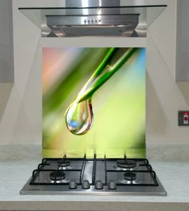 Splashback Toughened Glass Unique Modern Morning Nature  Drop Green Any Sizes - Picture 1 of 3