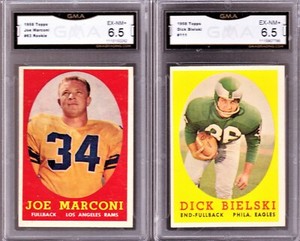 GMA 6.5 SET: 1958 Topps #111 Dick BIELSKI, Eagles & #63 Joe MARCONI RC, Rams  