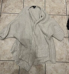 Primark Cable-knit Cream Cardigan Size XL - Chunky Short Sleeves & Pockets - Picture 1 of 2