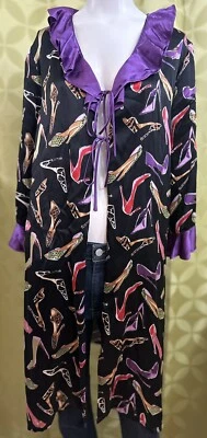 M Vintage NICOLE MILLER 100% Seda ZAPATOS DE TACÓN ALTO Vestido Bata POCO KILOMETRAJE Foto 1 de 4