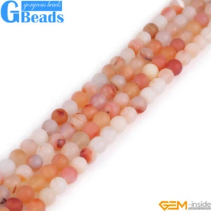 Cuentas redondas de piedras preciosas mate ágata escarcha hojas rojas para hacer joyas 15" - Imagen 1 de 22