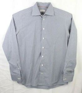 ETON CONTEMPORARY Sz Large Men's Long Sleeve Button Up Shirt Blue Plaid EUC - Picture 1 of 10