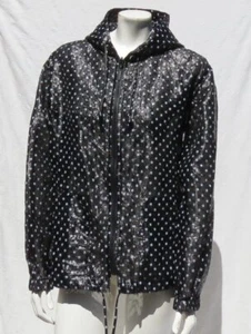 MYCRA PAC LITE USA sz 1 S/M Black & White Polka Dot Full Zip Hooded Jacket Top - Picture 1 of 7
