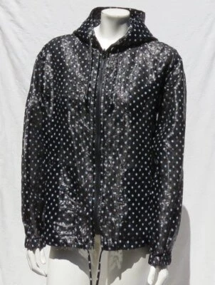 Chaqueta Top MYCRA PAC LITE EE. UU. Talla 1 S/M Blanco y Negro Lunares Cremallera Completa con Capucha Foto 1 de 4