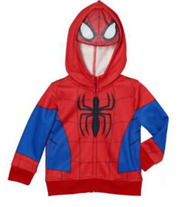 Spiderman Boys Toddler Hoodie, Full Zip with Hood Mask, Lightweight