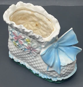Vintage 1970s Napcoware Japan Baby Bootie Planter Blue Bow National Poteries Co - Picture 1 of 9