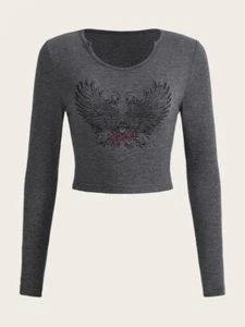 Camiseta Mujer Cuello Muescas Estampado Floral Y Alas Talla M EU 38 US 6 - Imagen 1 de 7