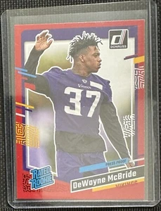 Donruss DeWayne McBride 2023 clasificación novato prensa roja prueba vikingos - Imagen 1 de 2