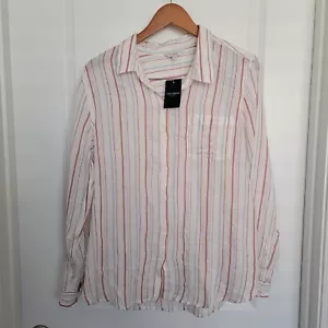Lucky Brand Women's Sz L Top Long Sleeve Striped Soft Button Up Shirt Blouse NWT - Picture 1 of 5