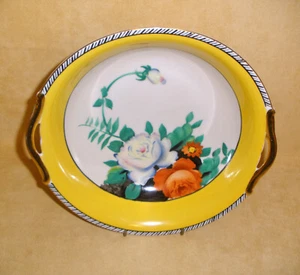 1920's Noritake Art Deco Rose Floral Serving Bowl w/ Marigold Yellow Accent #1 - Picture 1 of 8