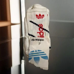 Vtg Adidas Multi Color Trefoil Crew Socks NWT Orlon Acrylic 80's 7-9 USA 90's - Bild 1 von 4