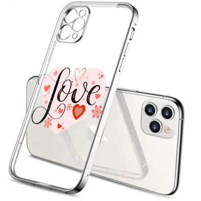 Custodia cover per iPhone 13 12 11 X XS 7 8 in Tpu morbido placcato Argento U9 - Immagine 1 di 3