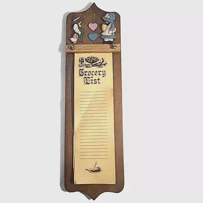 VTG Wooden Handcrafted Plaque Shopping List Memo Holder Country Cottage 16.5" - Image 1 of 4