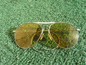 Vintage American Optical Aviator Pilot Yellow Lens Shooter Sunglasses - Picture 1 of 6