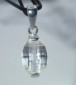 STERLING SILVER (925) Clear Faceted Stone Crystal Pendant - Marked 925 - 1.73g - Picture 1 of 20