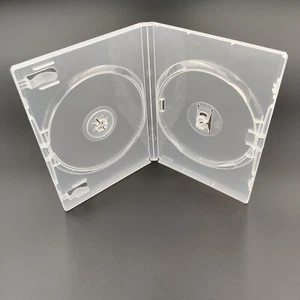 5 CLEAR AMARAY DOUBLE 2 WAY DVD CD BLU RAY STORAGE CASES WITH OUTER SLEEVE - Picture 1 of 4