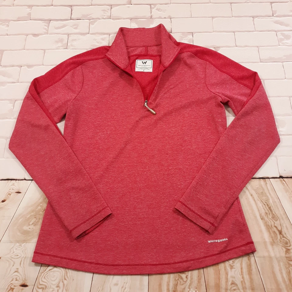 Sudadera Sierra Blanca Mujer Pequeña Senderismo Exterior Pullover 1/4 Cremallera Roja Foto 1 de 4