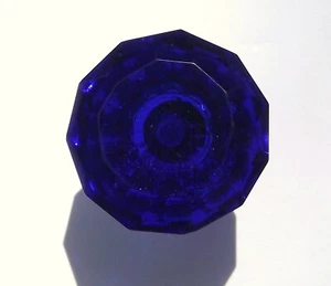 Small Cut Glass Dark Blue Cupboard Door Knob cabinet Drawer Pull 35 mm - Picture 1 of 3