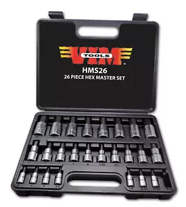 VIM 26pc Master Hex Bit Socket Set SAE 3/32" to 3/4" & Metric 2mm-19mm #HMS26 - Picture 1 of 1