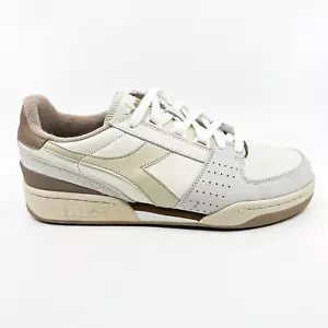 Tenis retro naturales para hombre Diadora Davis de cuero premium blanco con cáscara de arena natural - Imagen 1 de 6