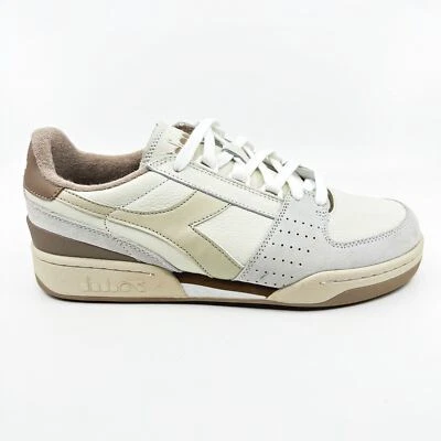 Tenis retro Diadora Davis de cuero premium blanco concha de arena natural para hombre Foto 1 de 4