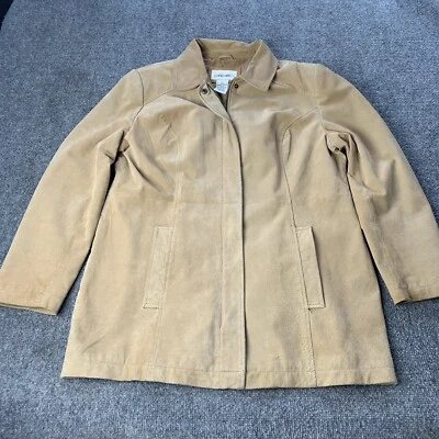 Chaqueta de cuero genuino de gamuza Cherokee vintage para mujer cremallera completa beige tostado talla XL Foto 1 de 4