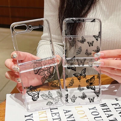 For Samsung Galaxy Z Flip6 Flip5 Flip4 3 Pattern Clear Case Shockproof PC Cover - Image 1 of 4