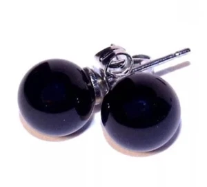 Boucles d'oreilles en pierre d'onyx noir, lithothérapie force et maitrise de soi - Picture 1 of 1