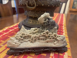 8.25" Chinese Hand-Carved Jade Mountain Scene Sculpture [Video] - Picture 1 of 11