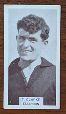 1933 W D & H O Wills VFL Football Card #168 Tom Clarke Essendon Football Club 