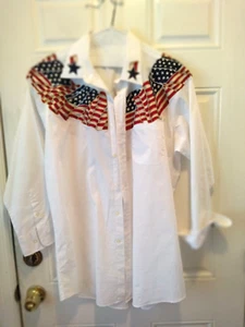 Unisex Neil Allyn Hombres 16 1/2 Camisa Blanca Hecha a Mano con Bandera Patriótica Americana MW33 - Imagen 1 de 7