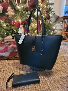 Michael Kors Karson Cuero de guijarros negro Large Carryall Tote & Wallet ambos nuevos! - Imagen 1 de 12