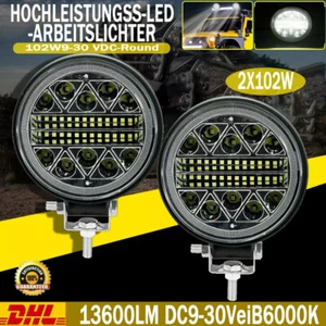 2x 102W LED Fernscheinwerfer Arbeitsscheinwerfer 12V LKW PKW SUV Auto Anhänger- - Bild 1 von 16