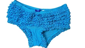 Xhilaration Panties Womens Small Blue Ruffle Polka Dot Briefs Intimates Bow Cute - Picture 1 of 3