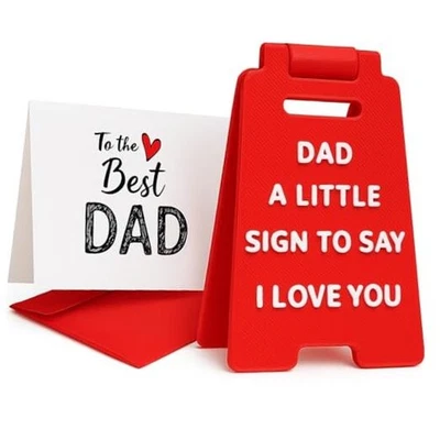 Mini Placa I Love You Dad – Presente Pensativo da Filha, Filho ou Crianças – Vermelha - Imagem 1 de 4