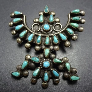 RARO ANTIGUO 1930 ZUNI Petit Point Turquesa Racimo CUCHILLO PIN/BROCHE Plateado - Imagen 1 de 12