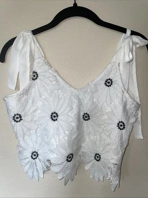 Francesca’s  Mi Ami Daisy Crochet Crop Top with Straps Size Small - Image 1 of 4