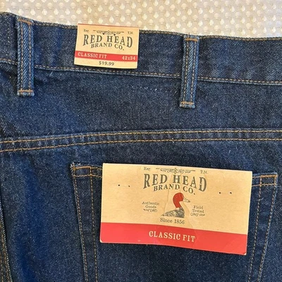 Мужские джинсы Red Head 42 1/2 x 34 1/2 дюйма фактический синий джинсовый классический крой темная стирка новые - Изображение 1 из 4