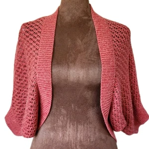 Talbots Fall Shrug Cardigan Cashmiere & Silk Orange Size S/M Open Knit Crop - Picture 1 of 8