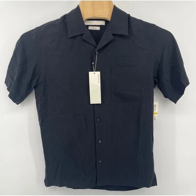 Perry Ellis Mens 100% Silk Button Up Short Sleeve Shirt Black Small Casual - Image 1 of 4